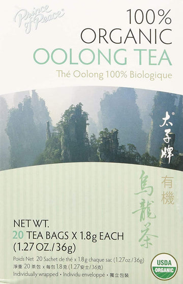 Prince Of Peace Organic Oolong Tea, 20 Tea Bags – 100% Organic Black Tea – Unsweetened Black Tea – Lower Caffeine Alternative To Coffee – Herbal Health Benefits