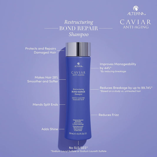 Caviar Anti-Aging Restructuring Bond Repair Shampoo | For Brittle, Damaged And Split Ends | Repairs, Strengthens & Protects Damaged Hair | Sulfate Free