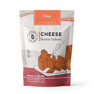 Cultures for Health Feta Cheese Starter | 4 Packets Mesophilic Powdered Active Cultures | Gluten Free Non-GMO Fresh Cheese | Beginner Friendly Artisan Cheesemaking | Make with Sheep, Cow, or Goat Milk