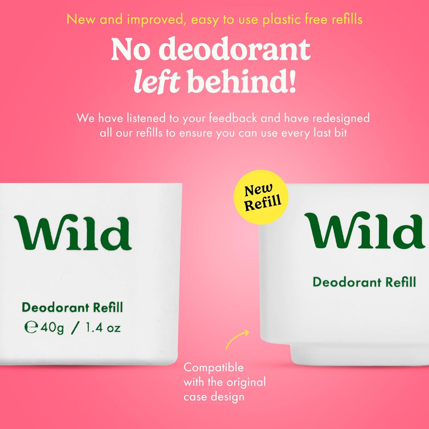 Wild - Natural Refillable Deodorant Starter Kit with Aqua Case and Lemon Basil & Blood Orange Scented Refill (40g) - Aluminium Free - Long Lasting Protection - Vegan : Amazon.co.uk: Beauty
