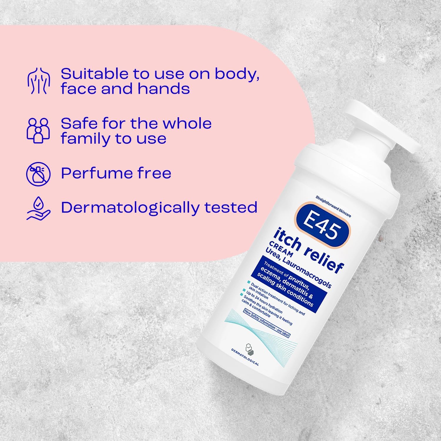 E45 Dermatological Itch Relief Cream, Moisturising Dual Action Treatment for Itchy and Irritated Skin, 500g : Amazon.co.uk: Health & Personal Care
