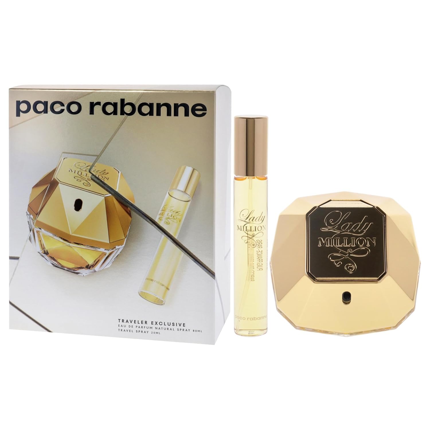 Paco Rabanne Lady Million For Women - 2 Pc Gift Set 2.7Oz Edp Spray, 0.68Oz Edp Travel Spray : Beauty & Personal Care