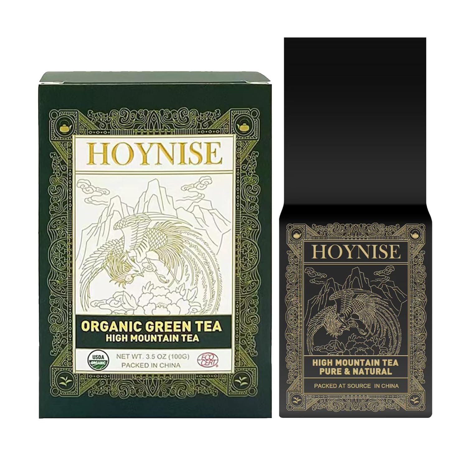 Hoynise - Usda Organic Green Tea Loose Leaf, Premium Loose Tea Leaves, Authentic Chinese Green Tea, High Mountain Grown, 100G/3.5Oz