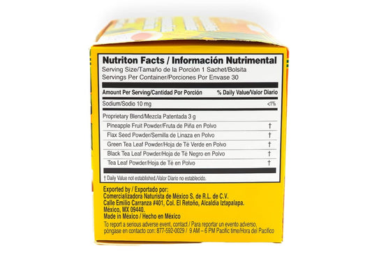 Pinalim Tea/Te De Pinalim Mexican Version- Pineapple, Flax, Green Tea, White Tea - 30 Day Supply