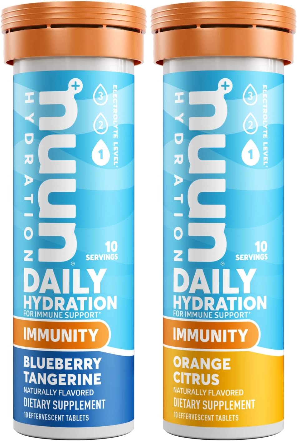 Nuun Hydration Immunity Electrolyte Tablets With 200mg Vitamin C, Blueberry Tangerine and Orange Citrus Flavors, 2 Pack (20 Servings)