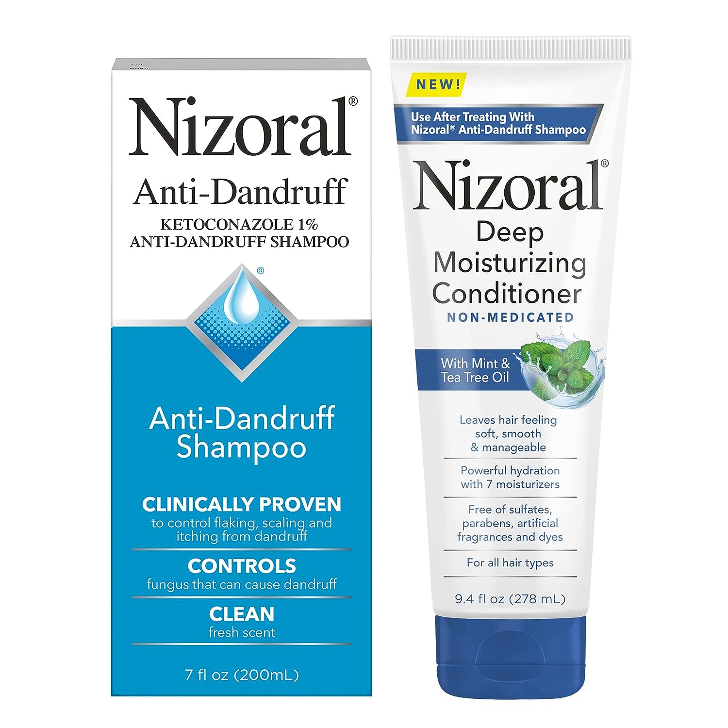 Nizoral Anti-Dandruff Shampoo, 7 Oz + Deep Moisturizing Conditioner, 9.4 Oz Bundle : Beauty & Personal Care