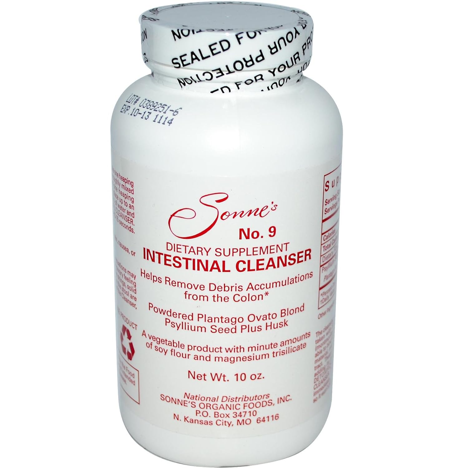 Sonnes Intestinal Cleanser #9 Natural Bulking Agent 10 oz