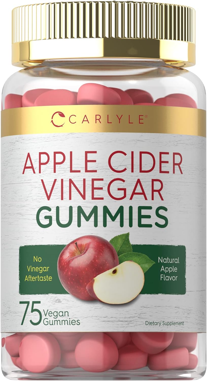 Carlyle Vegan Apple Cider Vinegar Gummies | 75 Count | Apple Flavor | Non-GMO, Gluten Free | ACV Supplement
