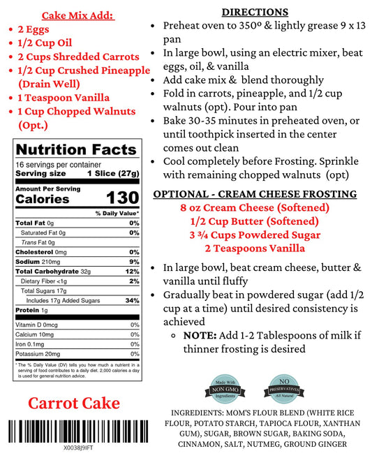 Mom's Place Gluten Free Carrot Cake Mix