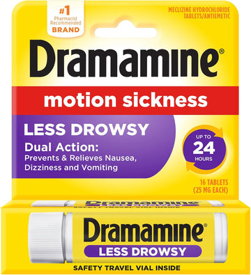 Dramamine Motion Sickness Relief - All Day Less Drowsy, 16 Count