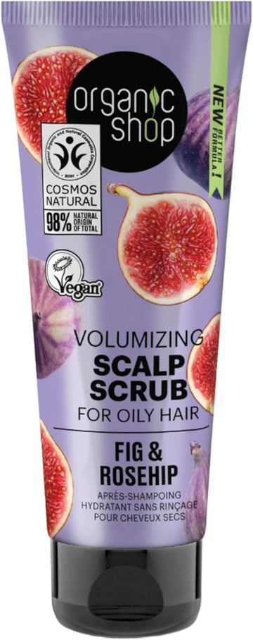 Organic Shop Oily Hair Volumizing Scalp Scrub Fig And Rosehip, 75 Ml