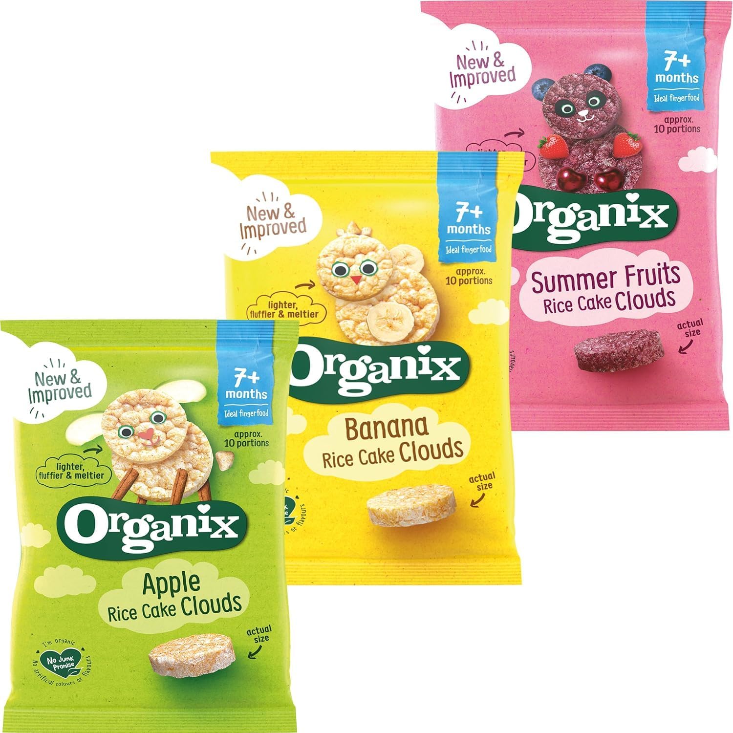 Organix Rice Cake Clouds Variety Pack, Organic Snack, Finger Food, 7+ Months, 40 g (Pack of 15) : Amazon.co.uk: Grocery