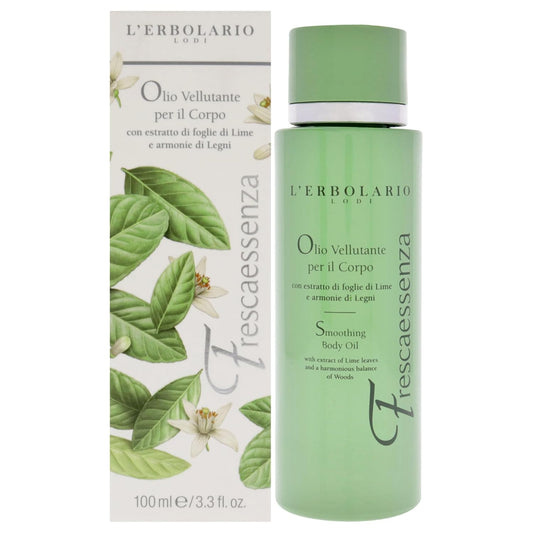 L’Erbolario Frescaessenza Smoothing Body Oil - Tightening, Toning And Dry Skin Moisturizer - Massage And Vitamin E Oil With Sunflower Oil - 3.3 Oz