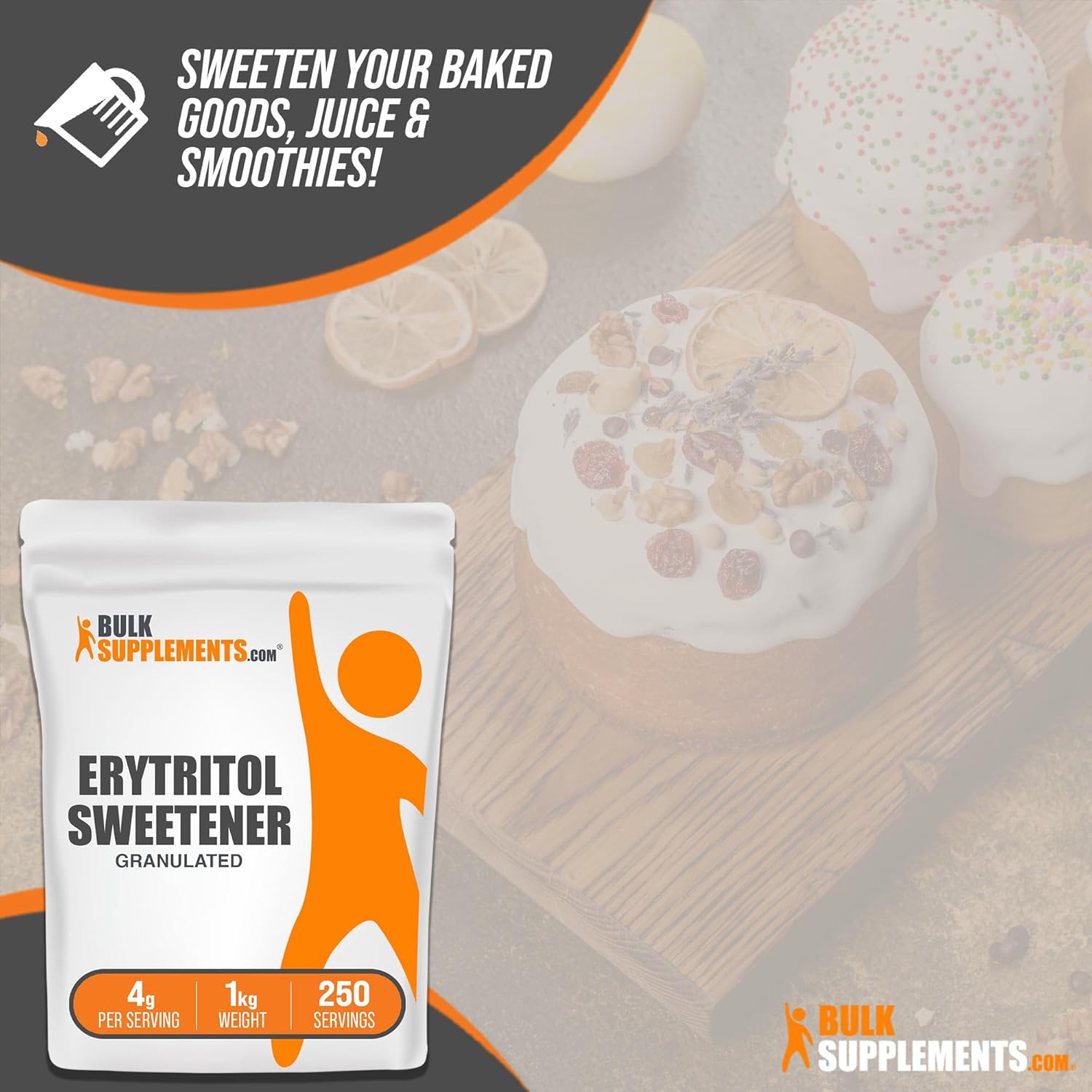 BulkSupplements.com Erythritol Sweetener Granular - Zero Calorie Sweetener, Granulated Erythritol Powder - Sugar Substitutes for Baking, Sugar Free, 4g of per Serving, 1kg (2.2 lbs) : Grocery & Gourmet Food