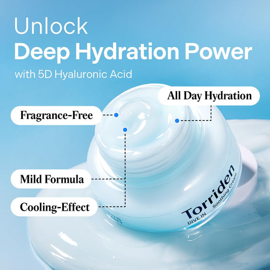 Torriden Dive In Hyaluronic Acid Soothing Cream Tube Type 100Ml (3.38 Fl. Oz) | Revitalizing Facial Moisturizer For Sensitive And Dry Skin | Hyaluronic Acid, Panthenol, Allantoin