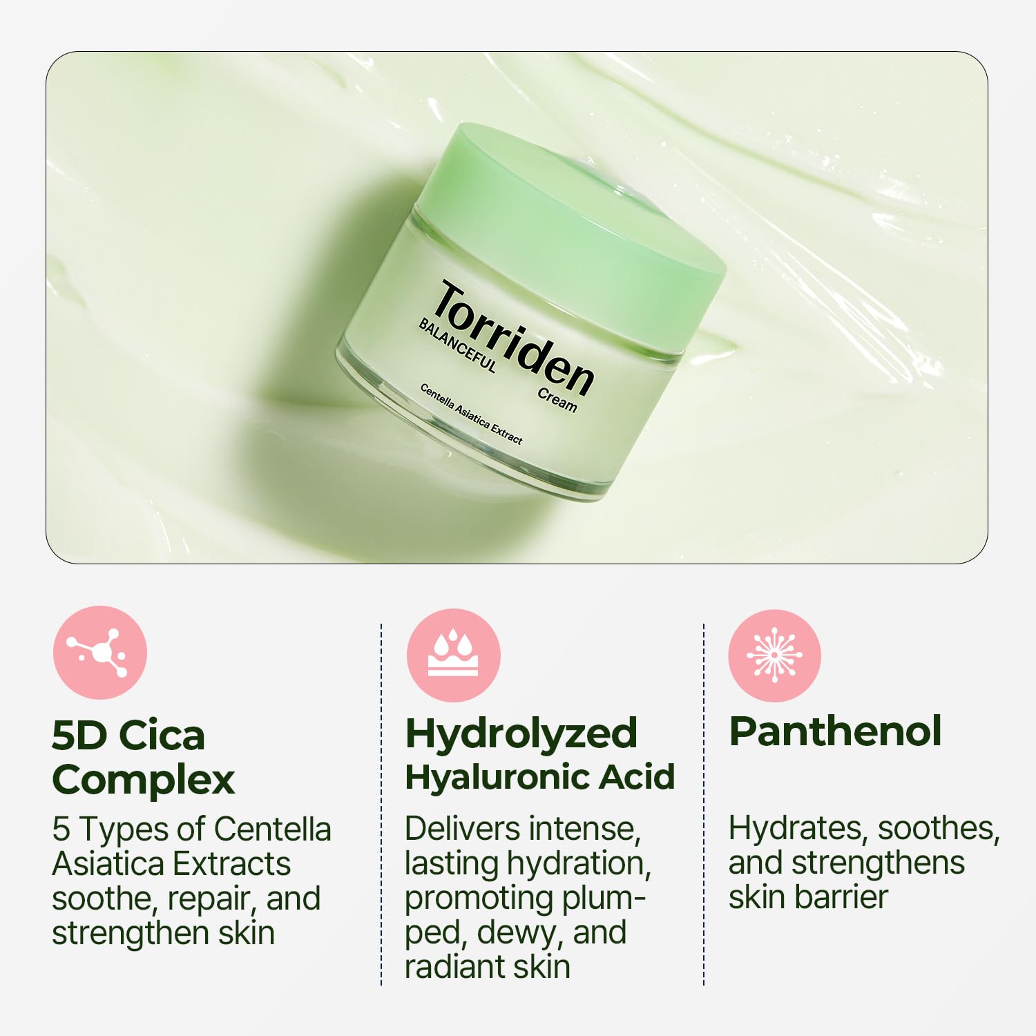 Torriden BALANCEFUL Cica Cream, Soothing and Nourishing Moisturizer that Hydrates, Moisturizes, and Soothes with 5 Different Centella Asiatica Extract for Oily, Combo, and Sensitive Skin : Beauty & Personal Care