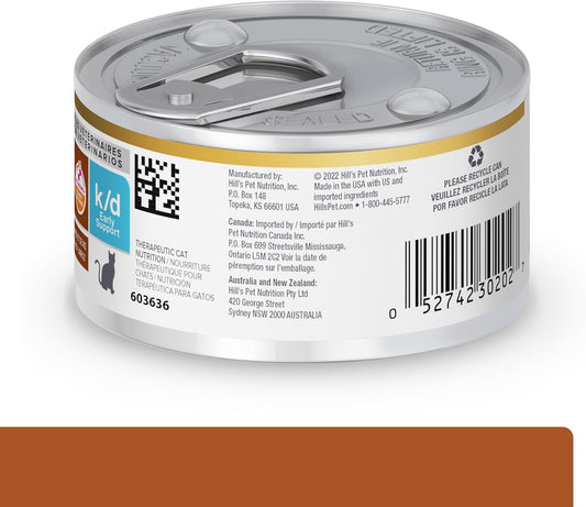Hill'S Prescription Diet K/D Early Support Kidney Care Chicken, Vegetable & Rice Stew Canned Cat Food, Veterinary Diet, 2.9 Oz., 24-Pack Wet Food
