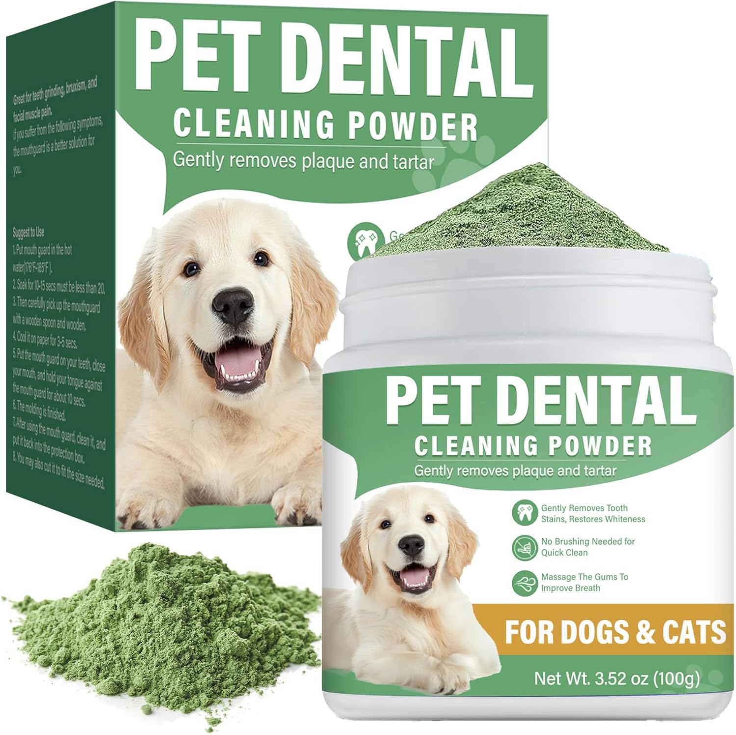 Dog Dental Powder, Dog Teeth Cleaning Powder For Dog Breath Freshener, Effective Plaque Off &Tartar Remover For Small, Medium, Large Dogs-3.52 Oz