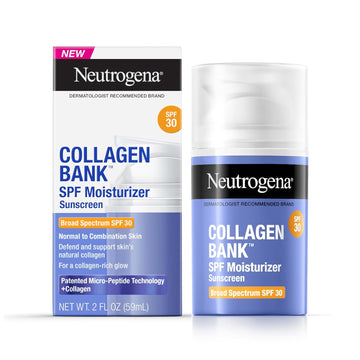 Neutrogena Collagen Bank Facial Moisturizer, Spf 30, Daily Collagen Face Moisturizer For Visibly Glowing, Plump Skin, Gentle, Non-Comedogenic, Non-Greasy, Lightweight & Fragrance-Free, 2 Fl. Oz