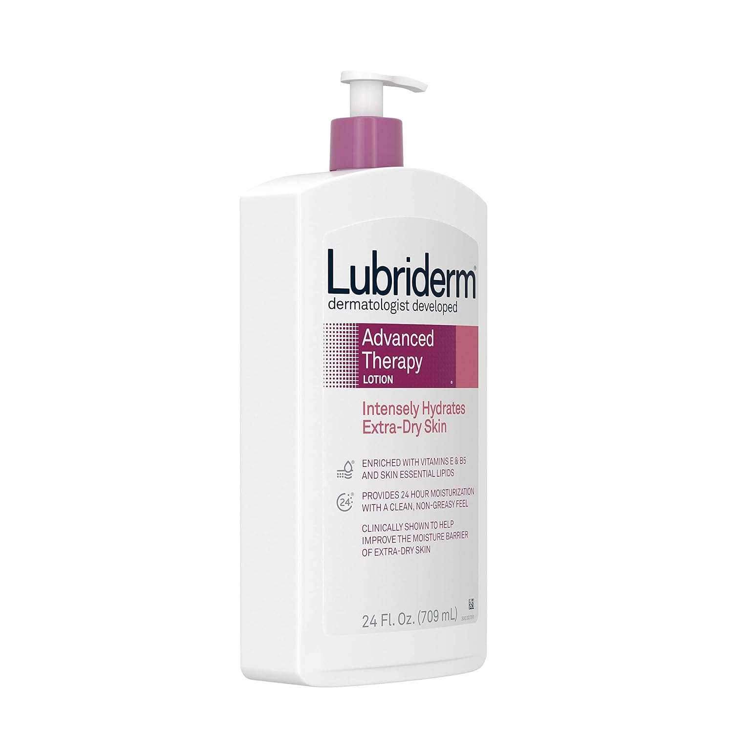 Lubriderm Advanced Therapy Fragrance-Free Moisturizing Lotion with Vitamins E and Pro-Vitamin B5, Intense Hydration for Extra Dry Skin, Non-Greasy Formula, Pack of Three, 3 x 24 fl. oz : Beauty & Personal Care