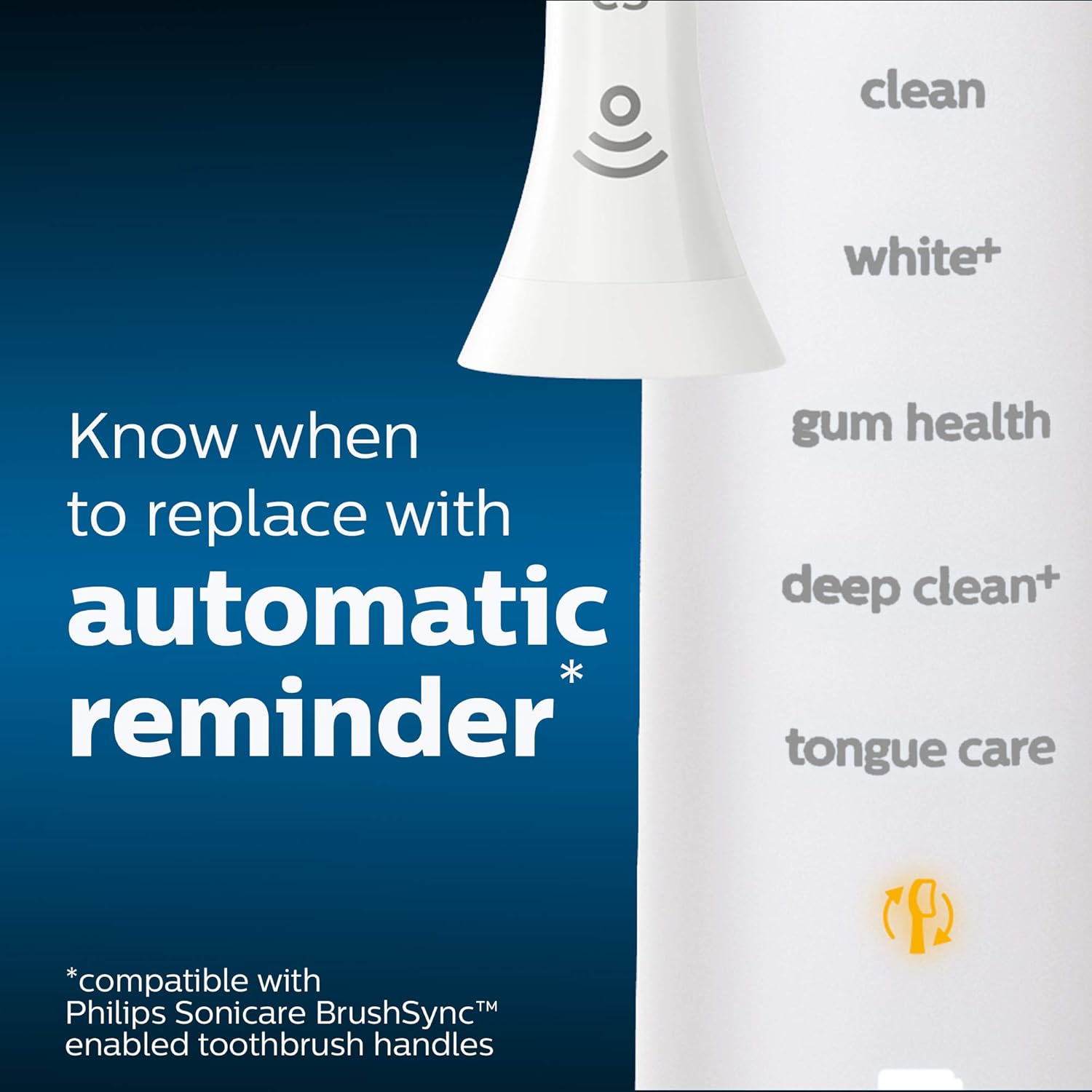 Philips Sonicare Genuine W Diamondclean Replacement Toothbrush Heads, 4 Brush Heads, White, Hx6064/65