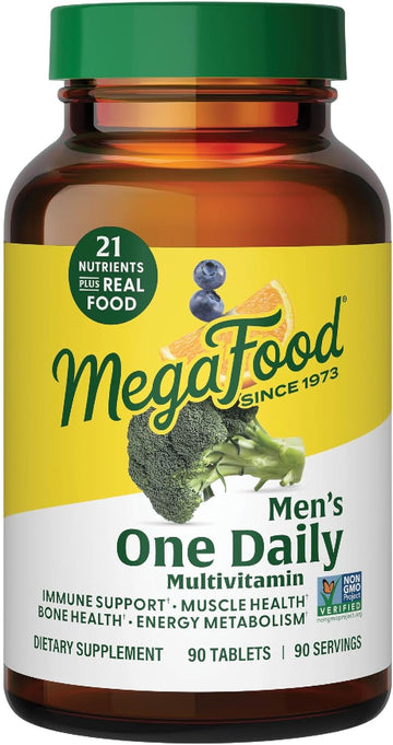 Megafood Men'S One Daily Multivitamin - With Zinc, Selenium, B Vitamins, D, And Real Food - Immune Support - Energy Metabolism - Muscle And Bone Health - Vegetarian - 90 Tabs