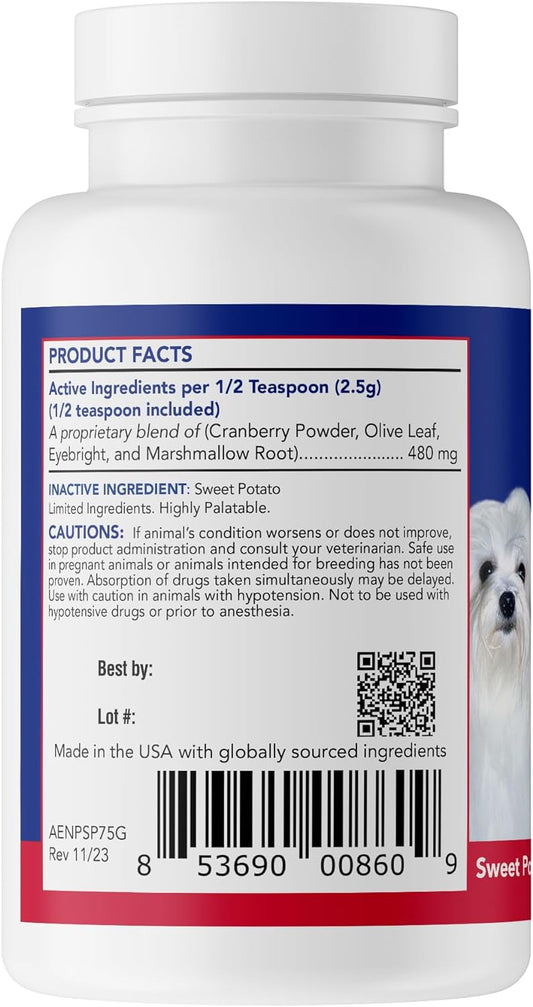 Angels’ Eyes Natural Plus Tear Stain Prevention Sweet Potato Powder for Dogs |All Breeds|No Wheat No Corn|Daily Support for Eye Health| Proprietary Formula|Limited Ingredients| Vegetarian|Nt 75g