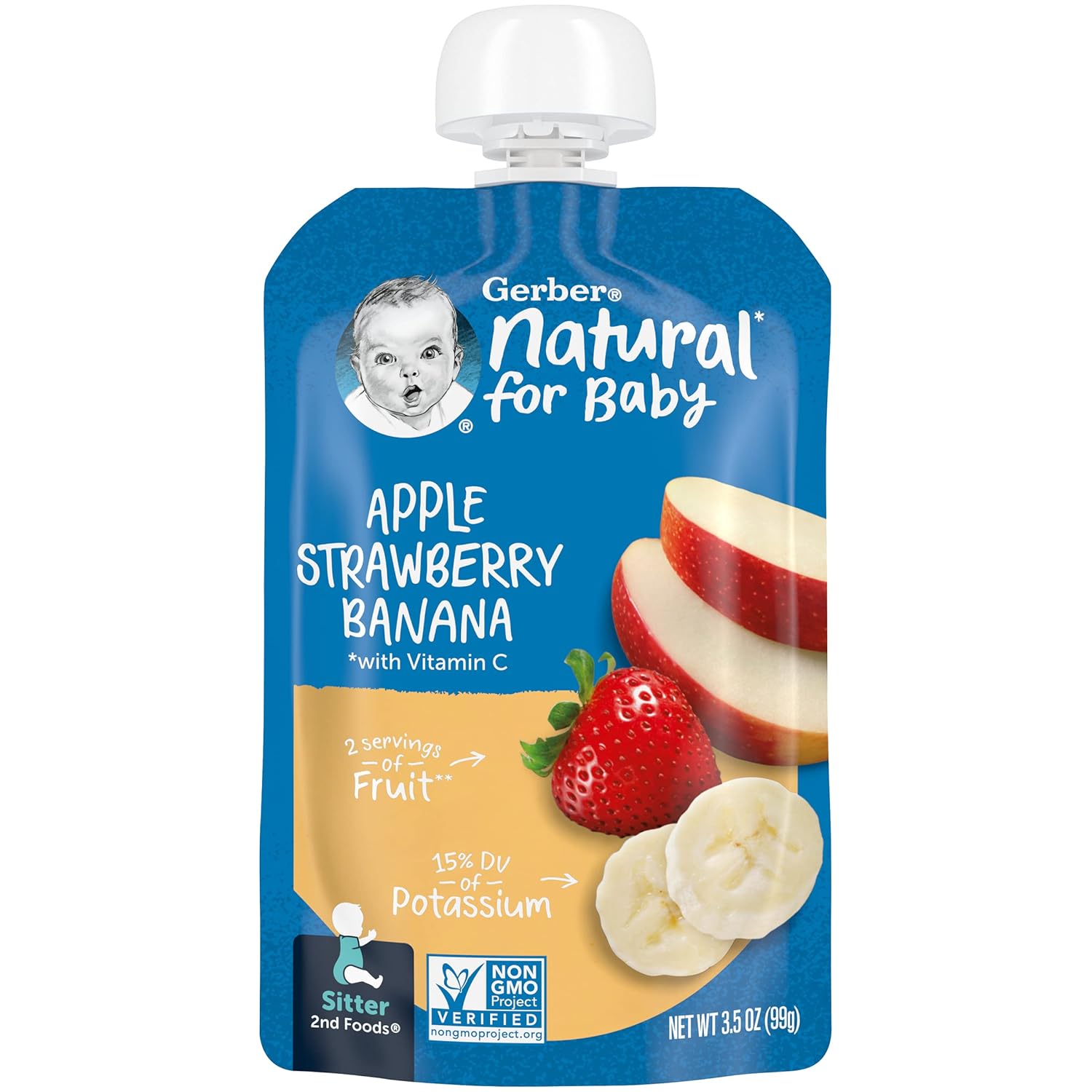 Gerber Baby Food Apple Strawberry Banana Baby Food, 3.5 Oz Pouch