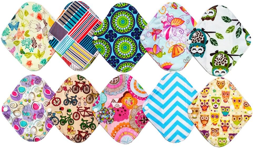 10 Pieces 8 Inch Light Bamboo Mama Cloth/Menstrual Pads/Reusable Sanitary Pads Panty Liner