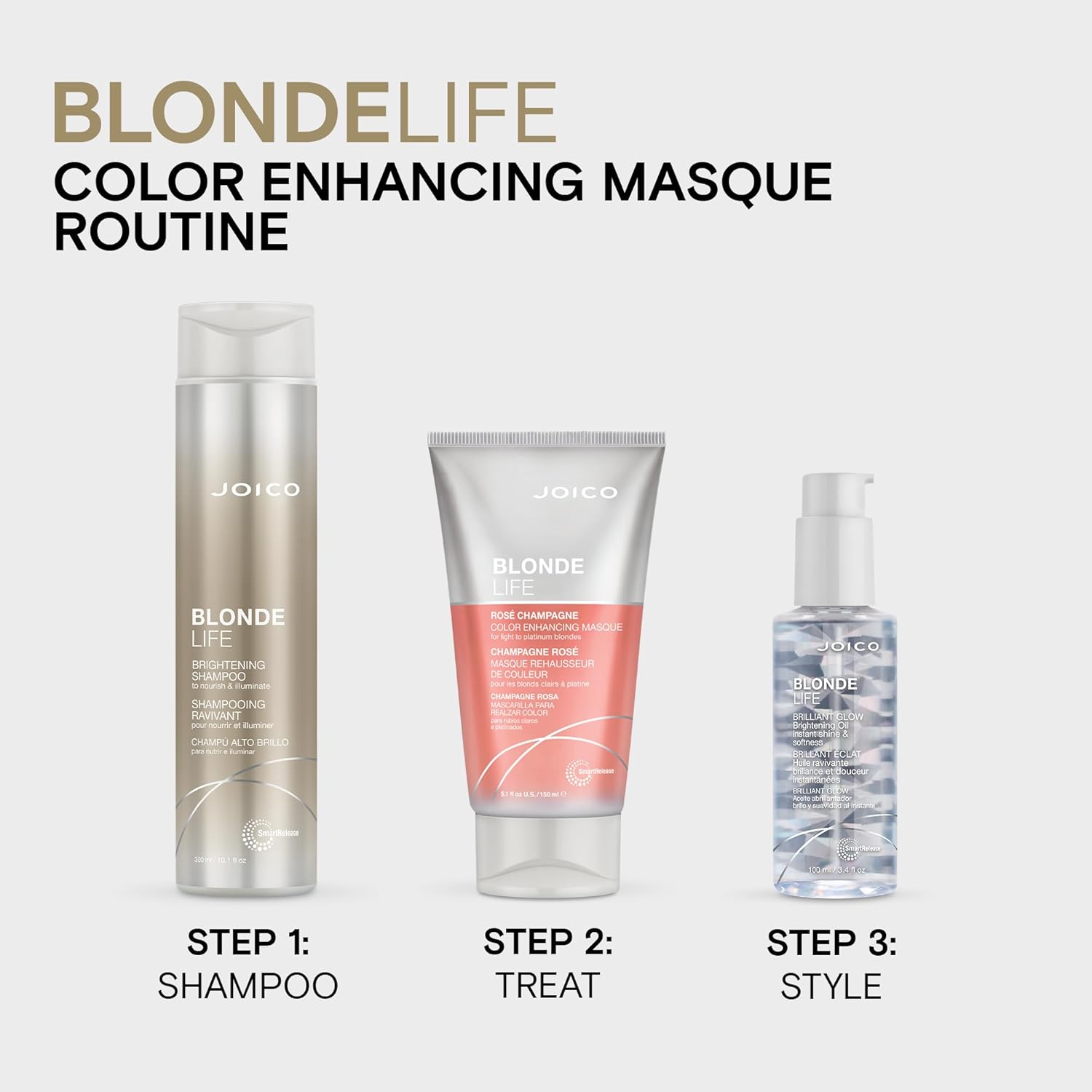 Joico Blonde Life Color Enhancing Masque | For Blonde Hair | Color Depositing Treatment | Maintain Unique Blonde Tones | Fortified With Monoi & Tamanu Oil | Violet | 5.1 Fl Oz : Beauty & Personal Care