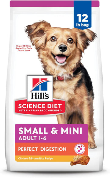Hill'S Science Diet Perfect Digestion, Adult 1-6, Small & Mini Breeds Digestive Support, Dry Dog Food, Chicken & Brown Rice, 12 Lb Bag