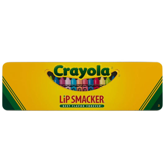 Lip Smacker Crayola Flavored Lip Balm Collectors Tin | Flavor Vault | Dry Lips | For Kids, Men, Women | Stocking Stuffer | Christmas Gift | Set of 12