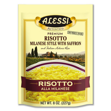 Alessi Autentico, Premium Seasoned Risotto, Italian Arborio Rice, Easy to Prepare, 8oz (Milanese, Pack of 6)