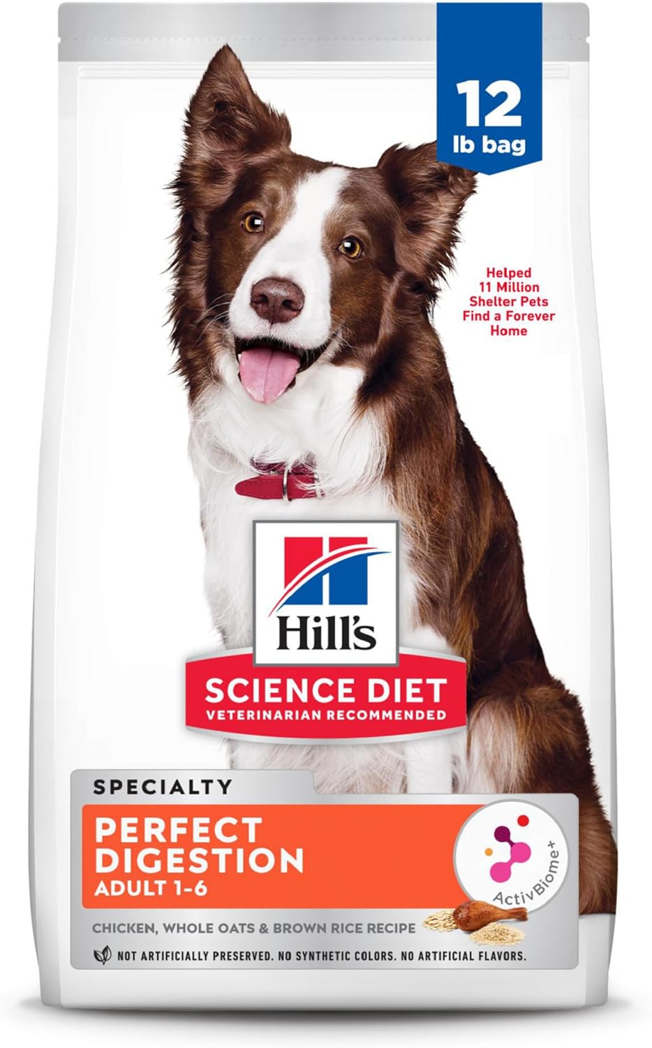 Hill'S Science Diet Perfect Digestion, Adult 1-6, Digestive Support, Dry Dog Food, Chicken, Brown Rice, & Whole Oats, 12 Lb Bag