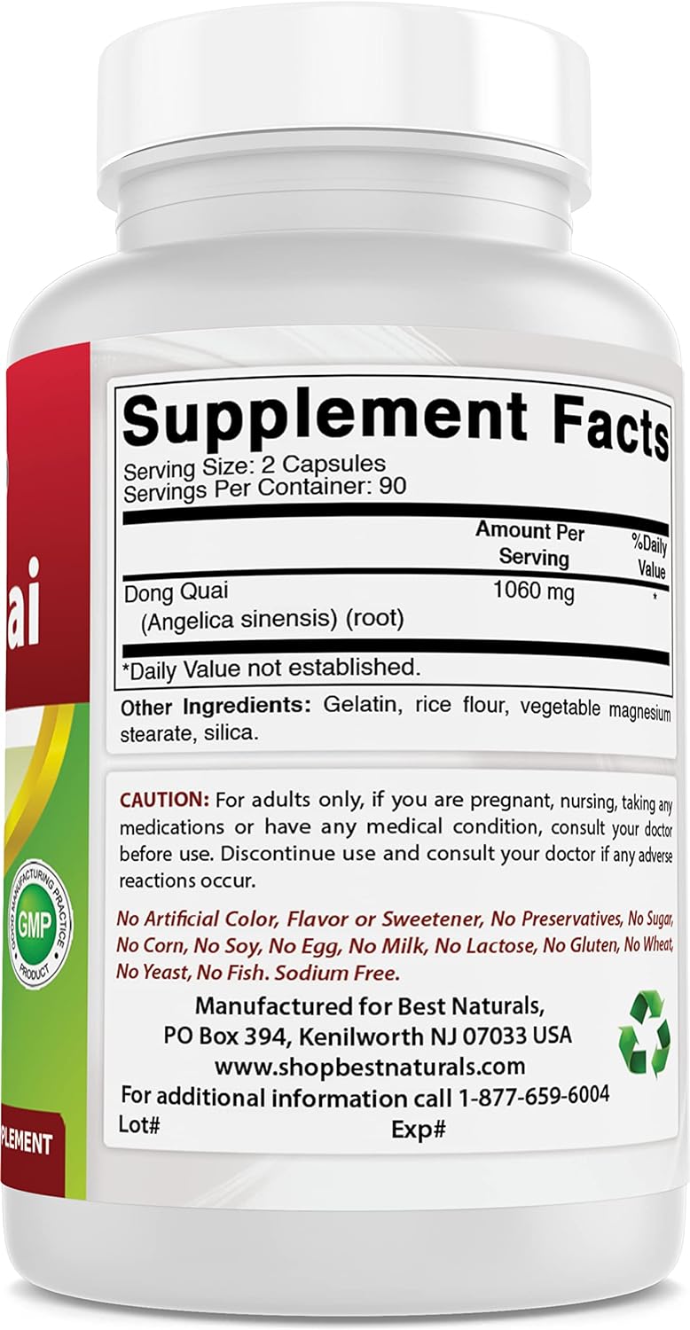 Best Naturals Dong Quai 530 mg 180 Capsules : Health & Household