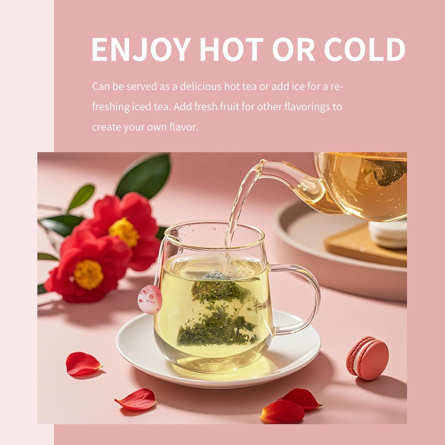 Camellia Oolong|Nondecay Tea Sampler With 7 Pyramid Tea Infuser Bags - Fruit, Herb And Flower Tea For Cold Brew & Hot Brew, Birthday, Hostess And Co-Worker Fall Gifts