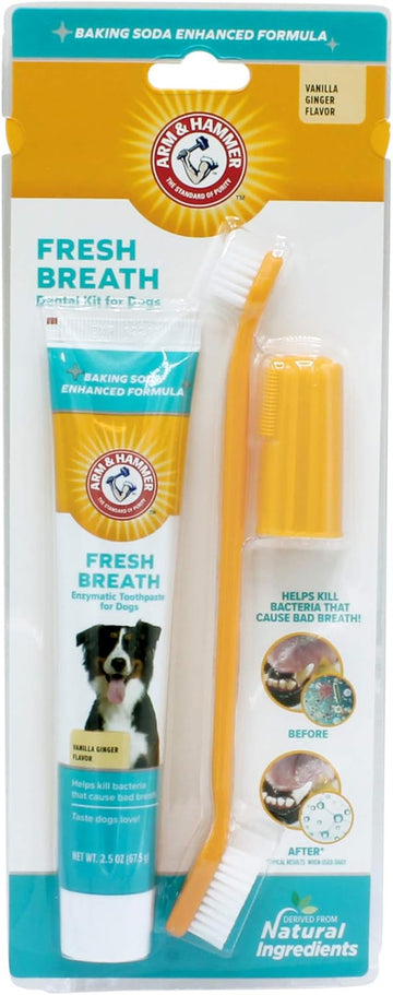Arm & Hammer Fresh Breath Dental Kit For Dogs, Vanilla Ginger White