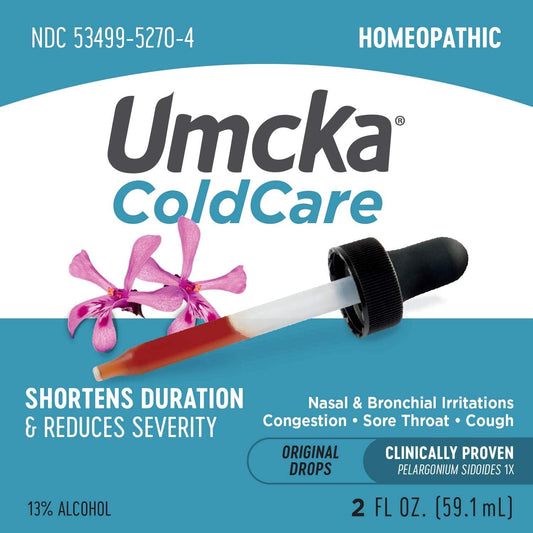 Nature'S Way Umcka Coldcare Homeopathic, Shortens Colds, Sore Throat, Cough, And Congestion, Phenylephrine Free, Non-Drowsy, 1 Fl. Oz. Drops