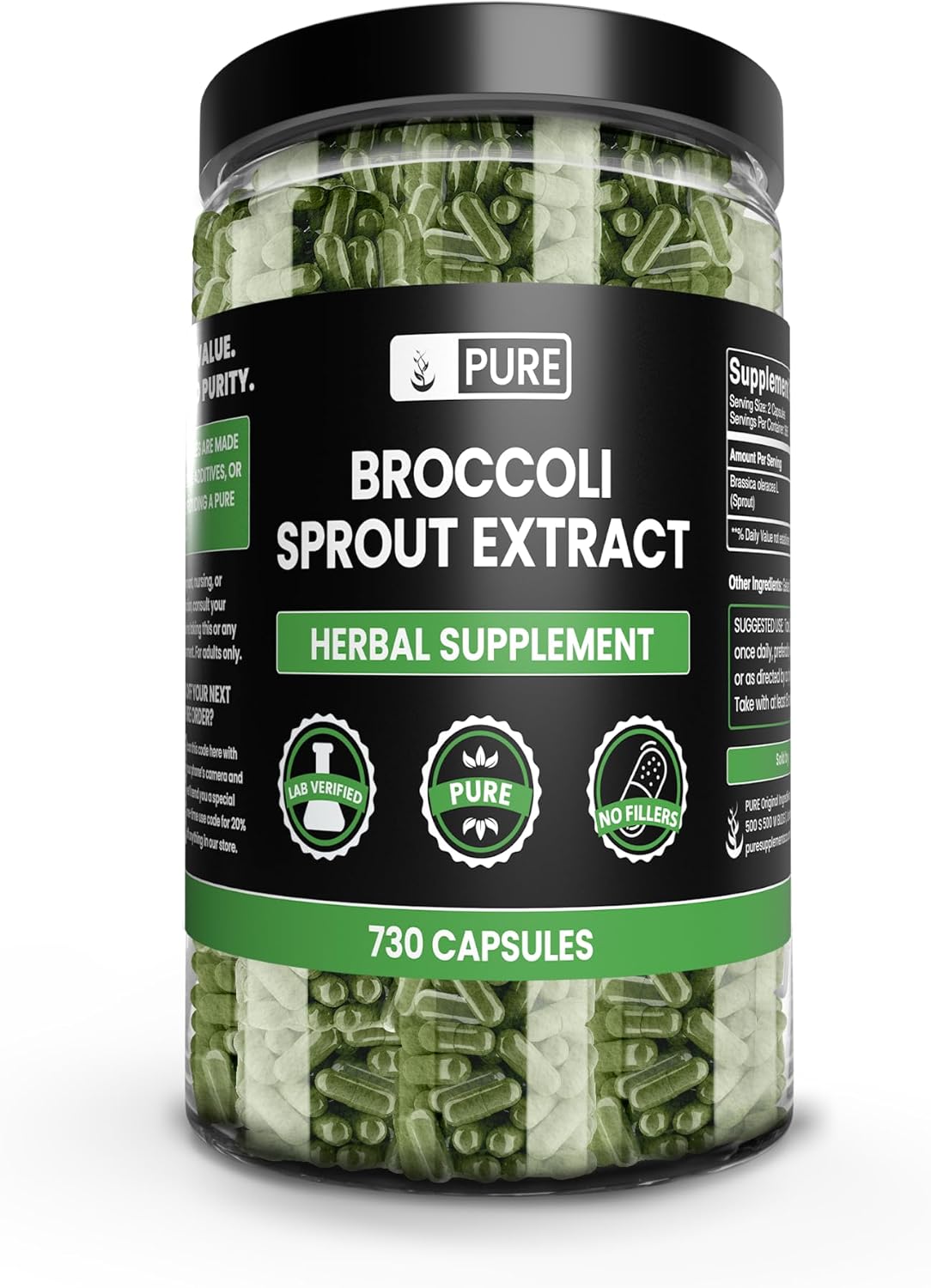 Pure Original Ingredients Broccoli Extract (730 Capsules) No Magnesium Or Rice Fillers, Always Pure, Lab Verified