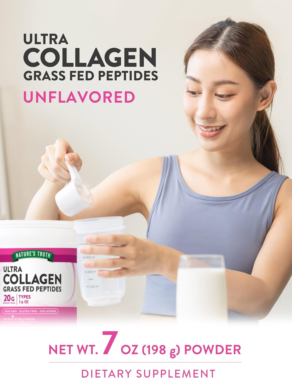 Nature's Truth Collagen Powder | 7 oz | Type I and III | Grass Fed, Paleo and Keto Friendly Collagen Peptides | Unflavored | Non-GMO and Gluten Free Supplement : Health & Household