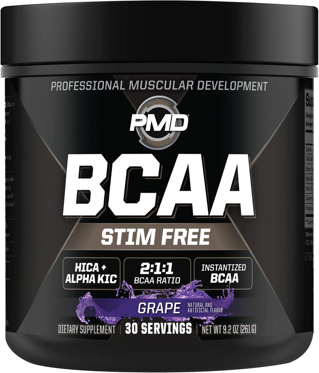 Pmd Sports Bcaa Stim-Free Amino Acids - Better Workout Performance, Enhanced Recovery, Daily Energy, Muscle Builder, And Muscle Sparing - Bcaa Powder Drink Mix - Grape (30 Servings)