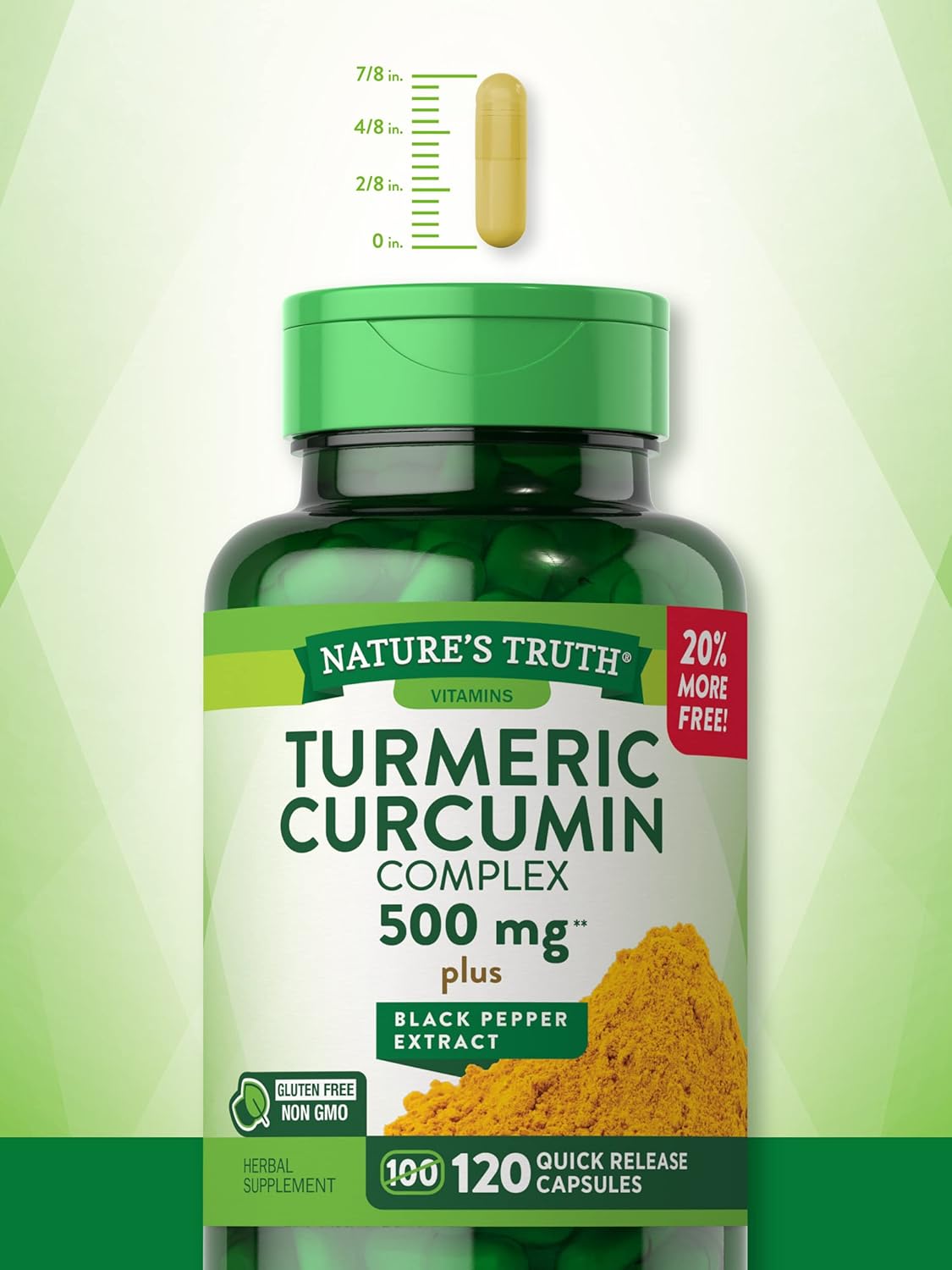 Turmeric Curcumin with Black Pepper Extract | 500mg | 120 Capsules | Non-GMO & Gluten Free Complex Supplement | by Nature's Truth : Health & Household