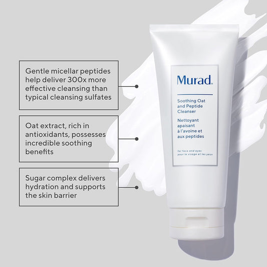 Murad Eczema Control Soothing Oat And Peptide Cleanser – Gentle Face Cleanser For Sensitive Skin – Creamy, Hydrating Facial Skin Care Treatment – Relief From Dryness And Irritation, 6.75 Fl Oz