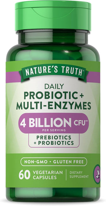 Nature'S Truth Probiotics With Enzymes | 60 Capsules | Stomach Friendly For Men And Women | Non-Gmo And Gluten Free Digestive Health Supplement
