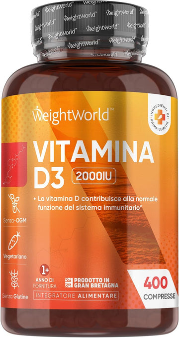 Vitamin D3 2000Iu | 400 Tablets | 1+ Year Supply | 8Mm Round Tablets | Vegetarian Friendly & Non-Gmo | 1 A Day | Vitamin D Supplements | Made In Britain