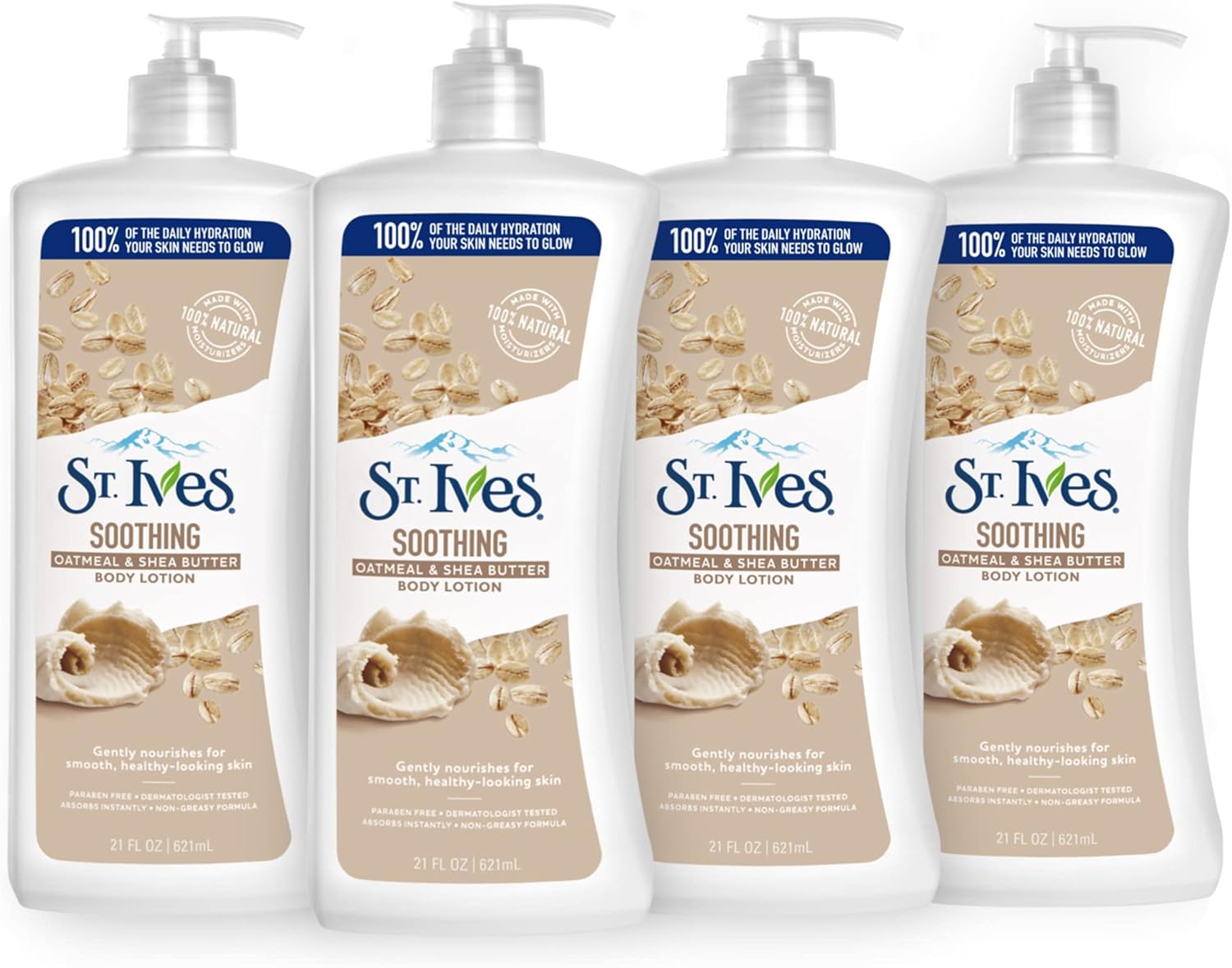 St. Ives Soothing Hand And Body Lotion Moisturiser For Dry Skin Oatmeal And Shea Butter Made With 100 Percent Natural Moisturizers 21 Oz, Pack Of 4