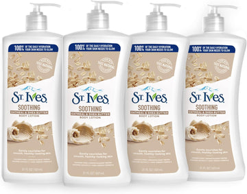 St. Ives Soothing Hand And Body Lotion Moisturiser For Dry Skin Oatmeal And Shea Butter Made With 100 Percent Natural Moisturizers 21 Oz, Pack Of 4