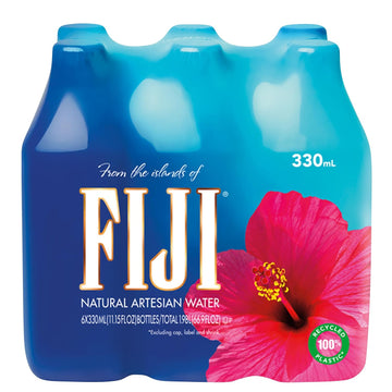 Fiji Natural Artesian Water 330 Ml / 11.15 Fl Ounce Bottle (Pack Of 6) - 100% Recycled Plastic