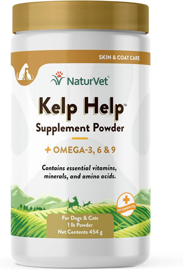 NaturVet Kelp Help Plus Omegas Skin and Coat Supplement for Dogs and Cats, Powder, Made in The USA with Globally Source Ingredients 1 Pound