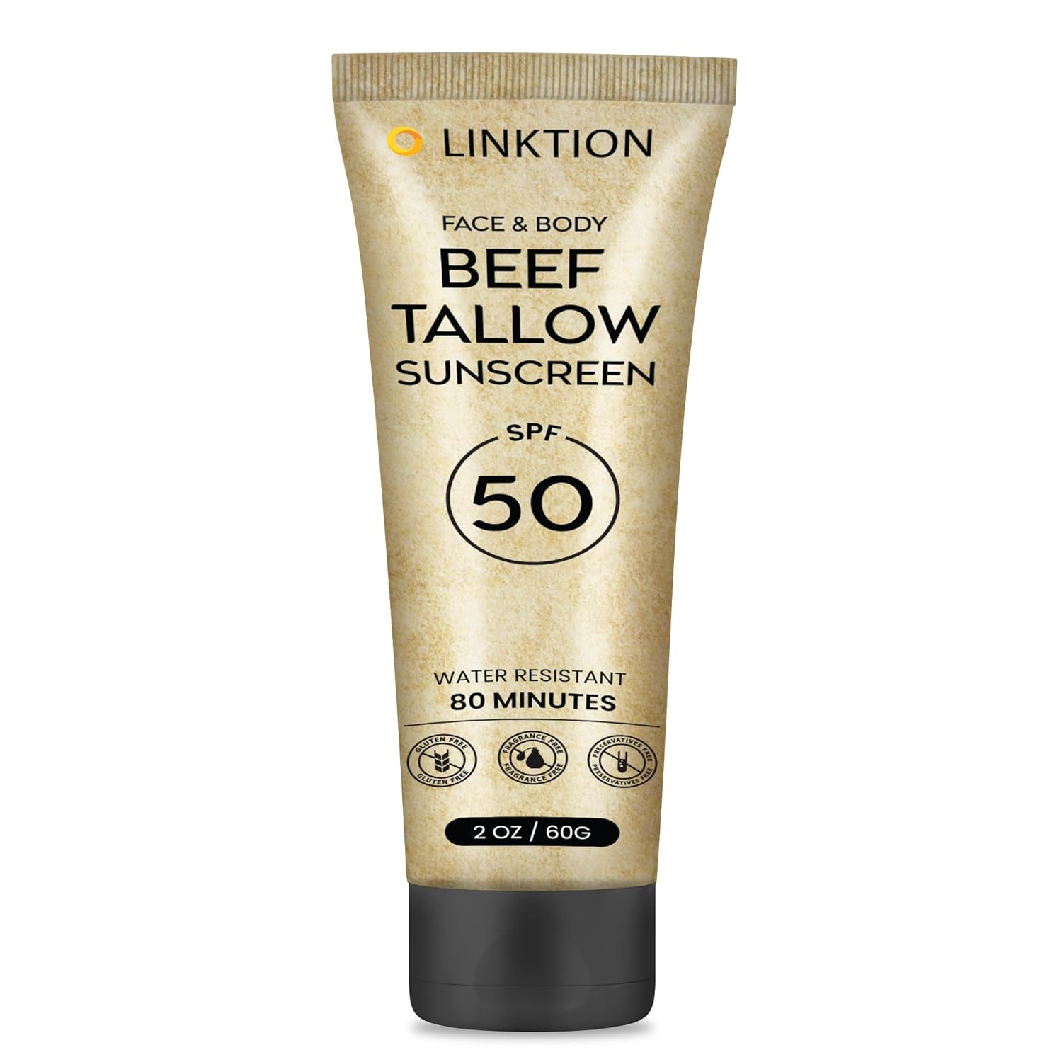 Beef Tallow Sunscreen For Face Body: Spf 50 Non Toxic Zinc Oxide Sunblock, Non-Greasy Fragrance-Free Formula All Skin Types 2 Oz